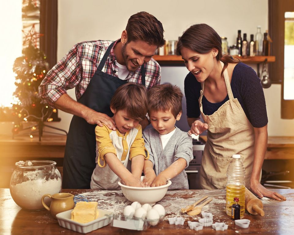 Family baking together